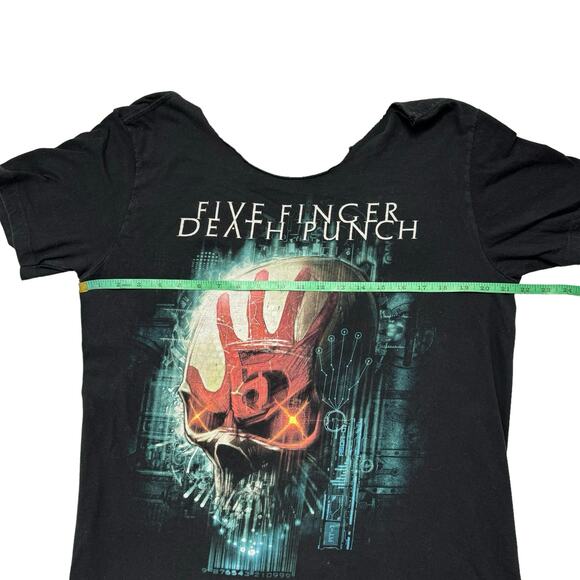 FIVE FINGER DEATH PUNCH Womens Relaxed Fit T-shirt Size Large XL Black FFDP - Picture 6 of 7